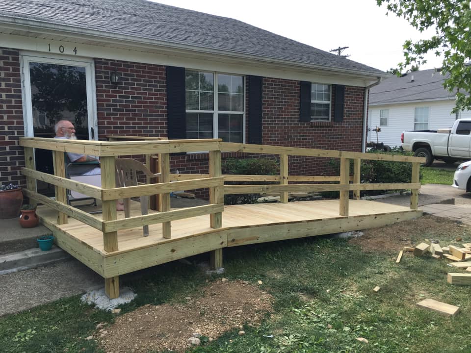 completed construction to assist a veteran in need of a new wheel chair ramp.